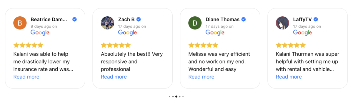 Google review of Benincasa Insurance