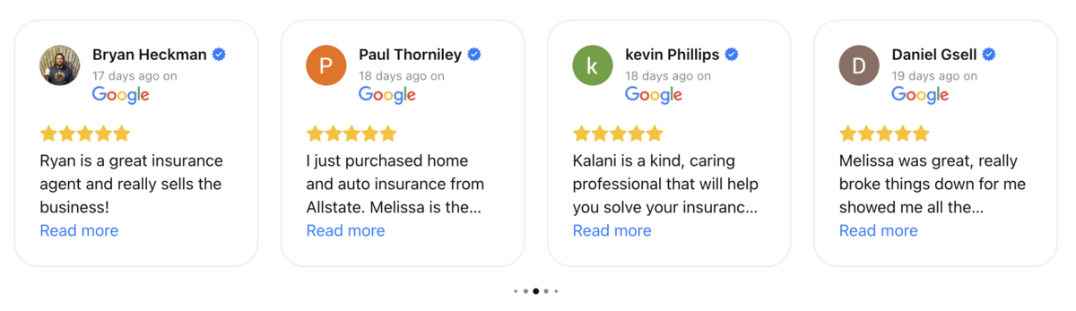 Google review of Benincasa Insurance