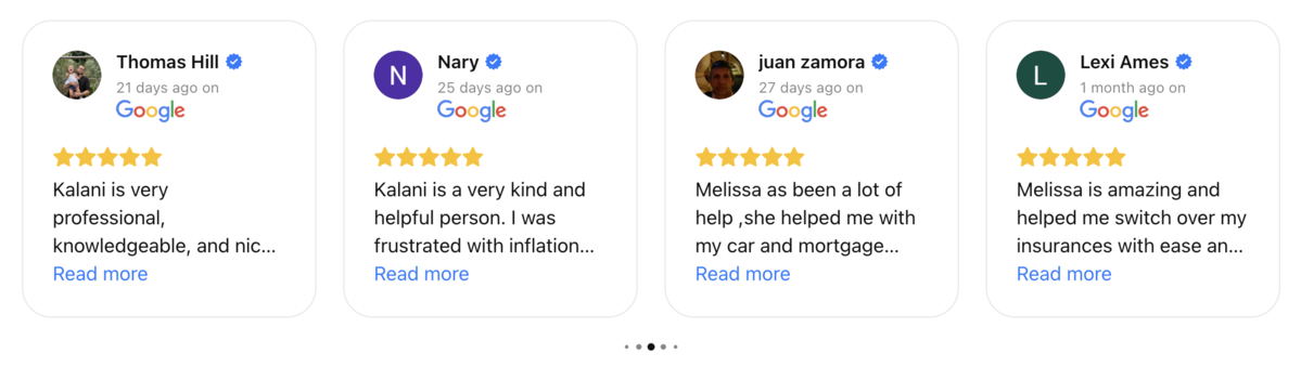 Google review of Benincasa Insurance