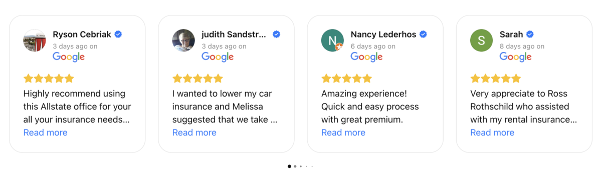 Google review of Benincasa Insurance